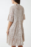 Denim Angel Sleeve Tiered Lace Dress For Women ONE SIZE - Dropwear