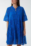 Angel Sleeve Tiered Lace Dress For Women  - Dropwear