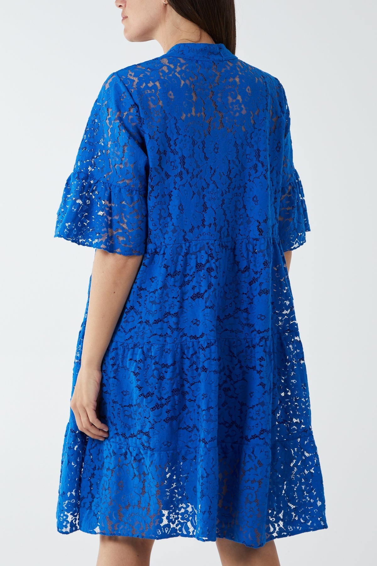 Angel Sleeve Tiered Lace Dress For Women  - Dropwear