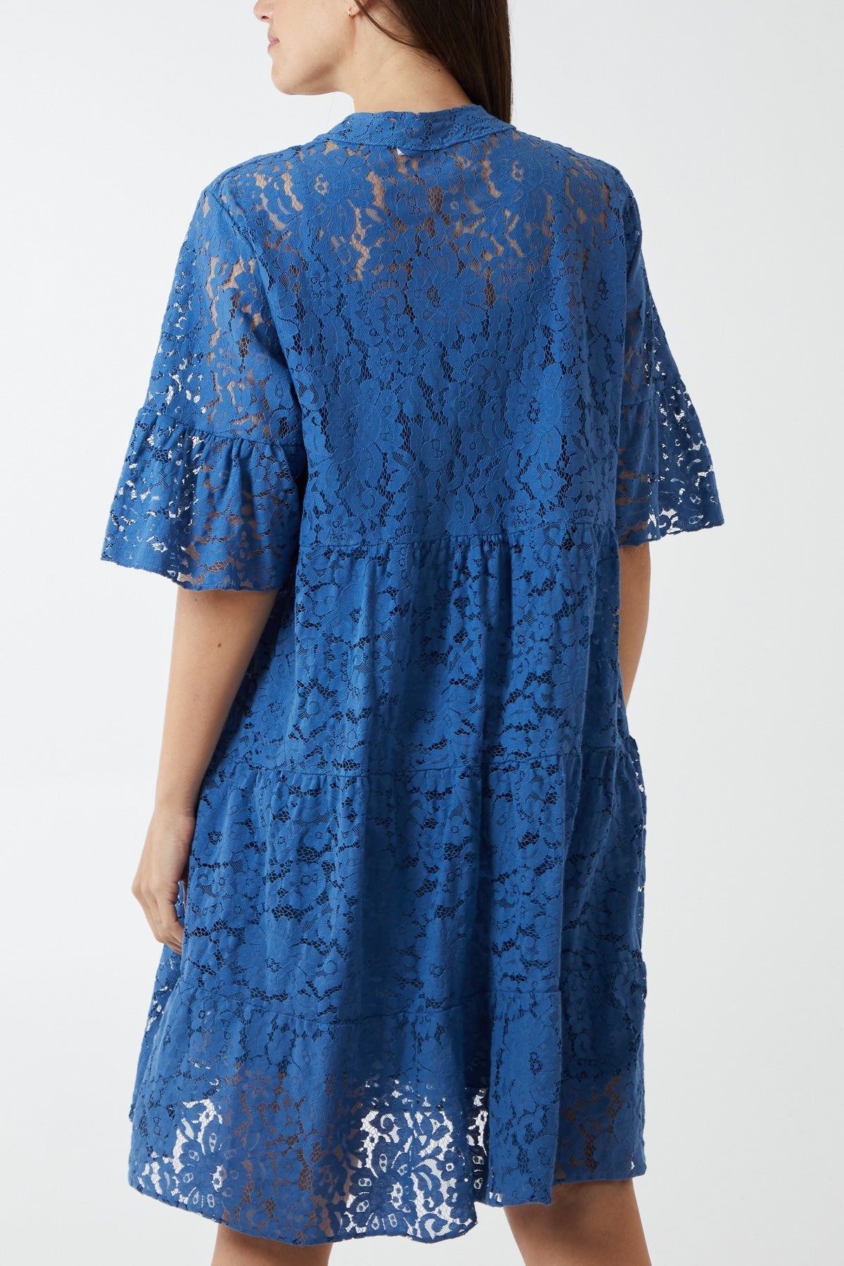 Angel Sleeve Tiered Lace Dress For Women  - Dropwear