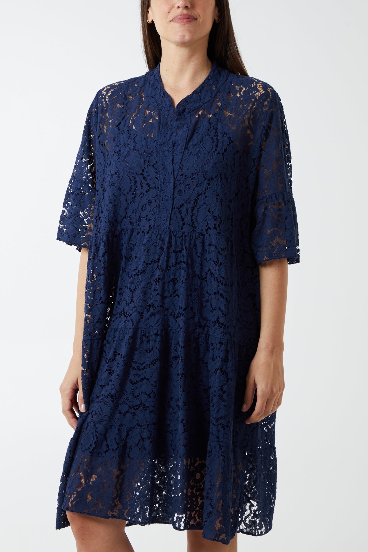 Lime Angel Sleeve Tiered Lace Dress For Women ONE SIZE - Dropwear