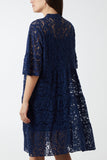 Black Angel Sleeve Tiered Lace Dress For Women ONE SIZE - Dropwear