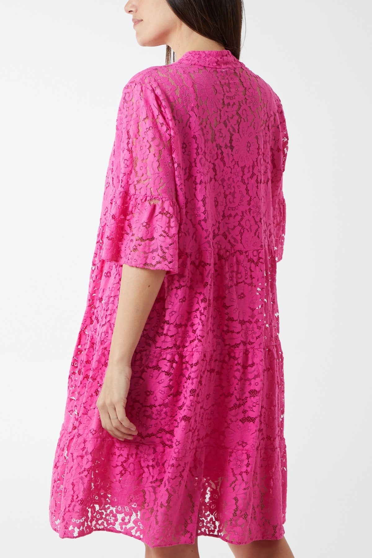 Royal Blue Angel Sleeve Tiered Lace Dress For Women ONE SIZE - Dropwear