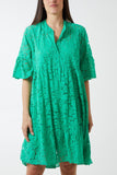 Jade Angel Sleeve Tiered Lace Dress For Women ONE SIZE - Dropwear