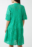 Orange Angel Sleeve Tiered Lace Dress For Women ONE SIZE - Dropwear