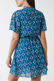 Green High Neck Geometrical Chain Print Dress For Women S/M-M/L - Dropwear
