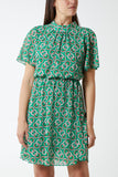 High Neck Geometrical Chain Print Dress For Women  - Dropwear