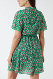 High Neck Geometrical Chain Print Dress For Women  - Dropwear