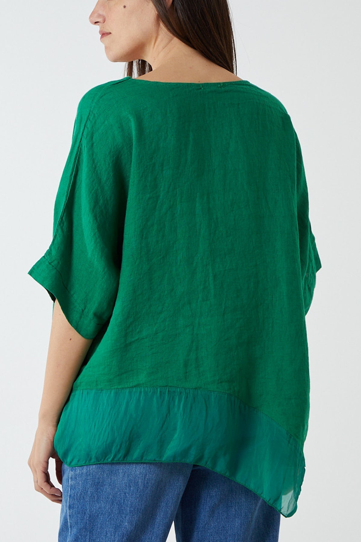 Oversized Asymmetric Sheer Hem Blouse For Women  - Dropwear