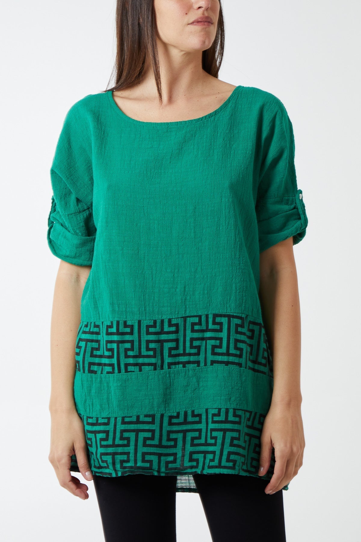 Emerald Oversized Geometric Print Top For Women ONE SIZE - Dropwear