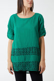 Emerald Oversized Geometric Print Top For Women ONE SIZE - Dropwear