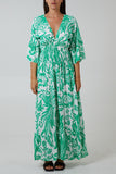 Terracotta Floral Shirred Waist Maxi Dress For Women ONE SIZE - Dropwear