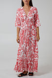 Floral Shirred Waist Maxi Dress For Women  - Dropwear