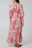 Floral Shirred Waist Maxi Dress For Women  - Dropwear