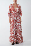 Lime Green Floral Shirred Waist Maxi Dress For Women ONE SIZE - Dropwear