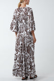 Floral Shirred Waist Maxi Dress For Women  - Dropwear