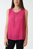 Cream Pleated Necklace Vest For Women ONE SIZE - Dropwear