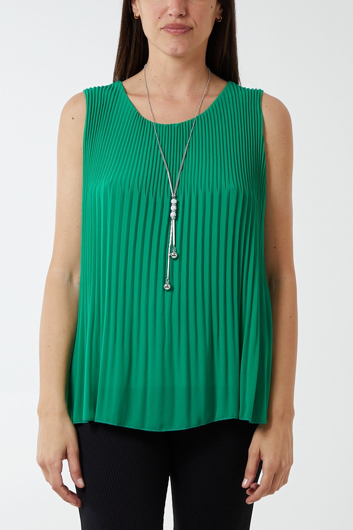 Navy Pleated Necklace Vest For Women ONE SIZE - Dropwear