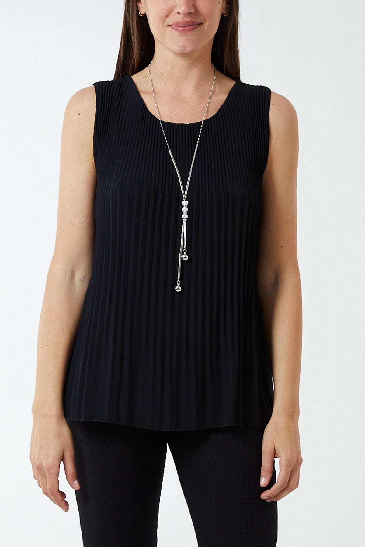 Charcoal Pleated Necklace Vest For Women ONE SIZE - Dropwear