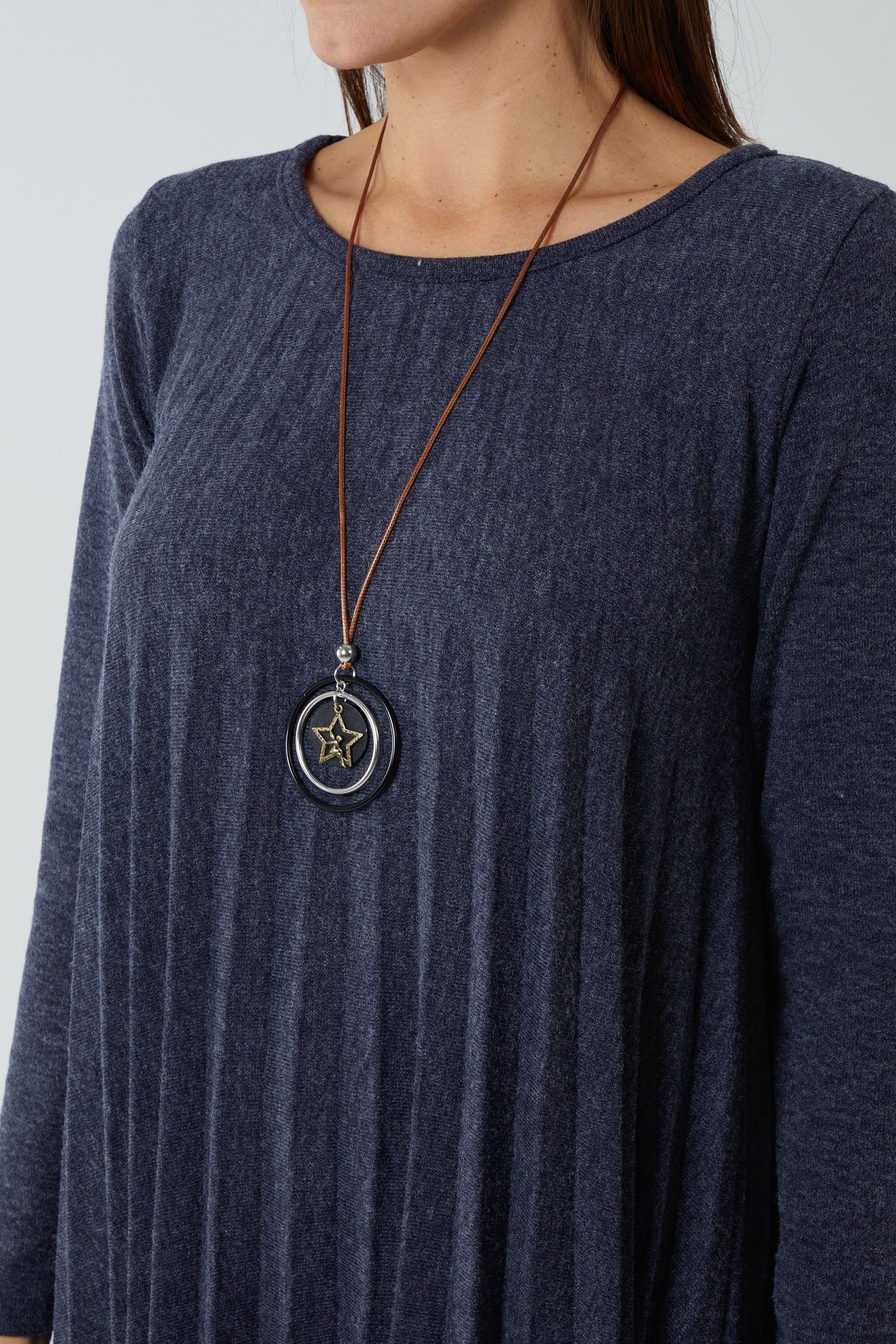 Charcoal Pleated Necklace Dress For Women ONE SIZE - Dropwear