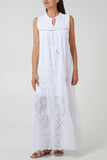 White Broderie Anglaise Tiered Maxi Dress For Women ONE SIZE - Dropwear