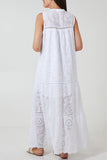 Broderie Anglaise Tiered Maxi Dress For Women  - Dropwear