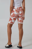 Khaki Monstera Leaf Super Stretch Shorts For Women 10 - Dropwear