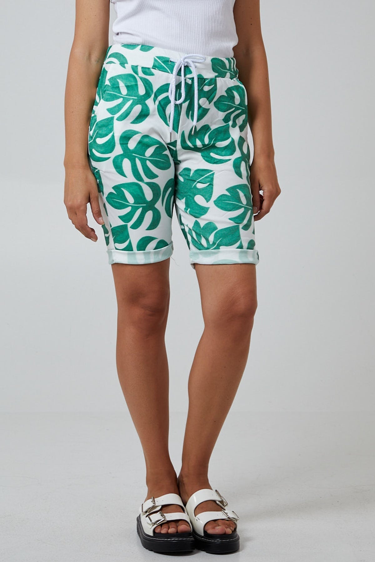 Fuchsia Monstera Leaf Super Stretch Shorts For Women 14 - Dropwear