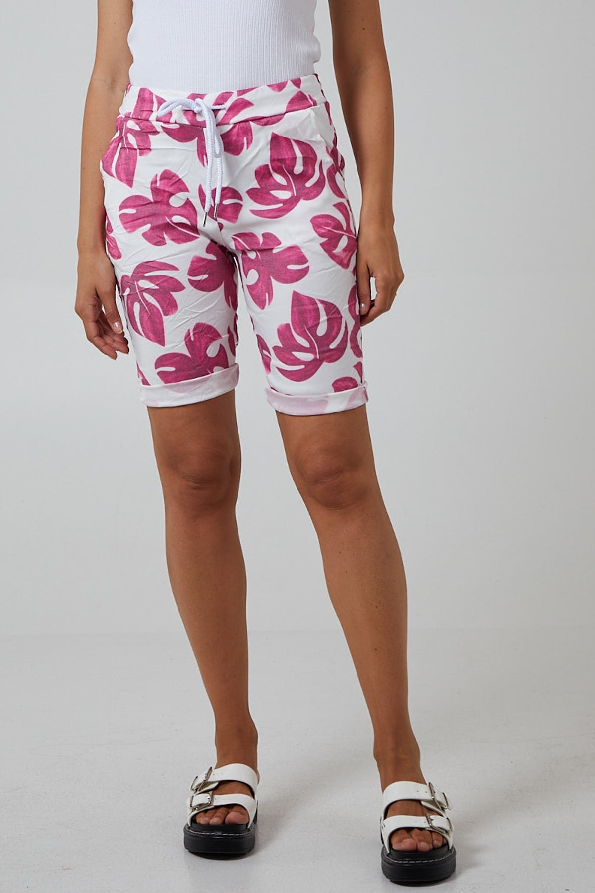Royal Blue Monstera Leaf Super Stretch Shorts For Women 8 - Dropwear