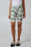 Khaki Monstera Leaf Super Stretch Shorts For Women 8 - Dropwear