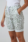 Khaki Leopard Print Super Stretch Shorts For Women 12 - Dropwear
