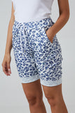 Royal Blue Leopard Print Super Stretch Shorts For Women 14 - Dropwear