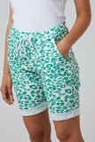 Beige Leopard Print Super Stretch Shorts For Women 8 - Dropwear