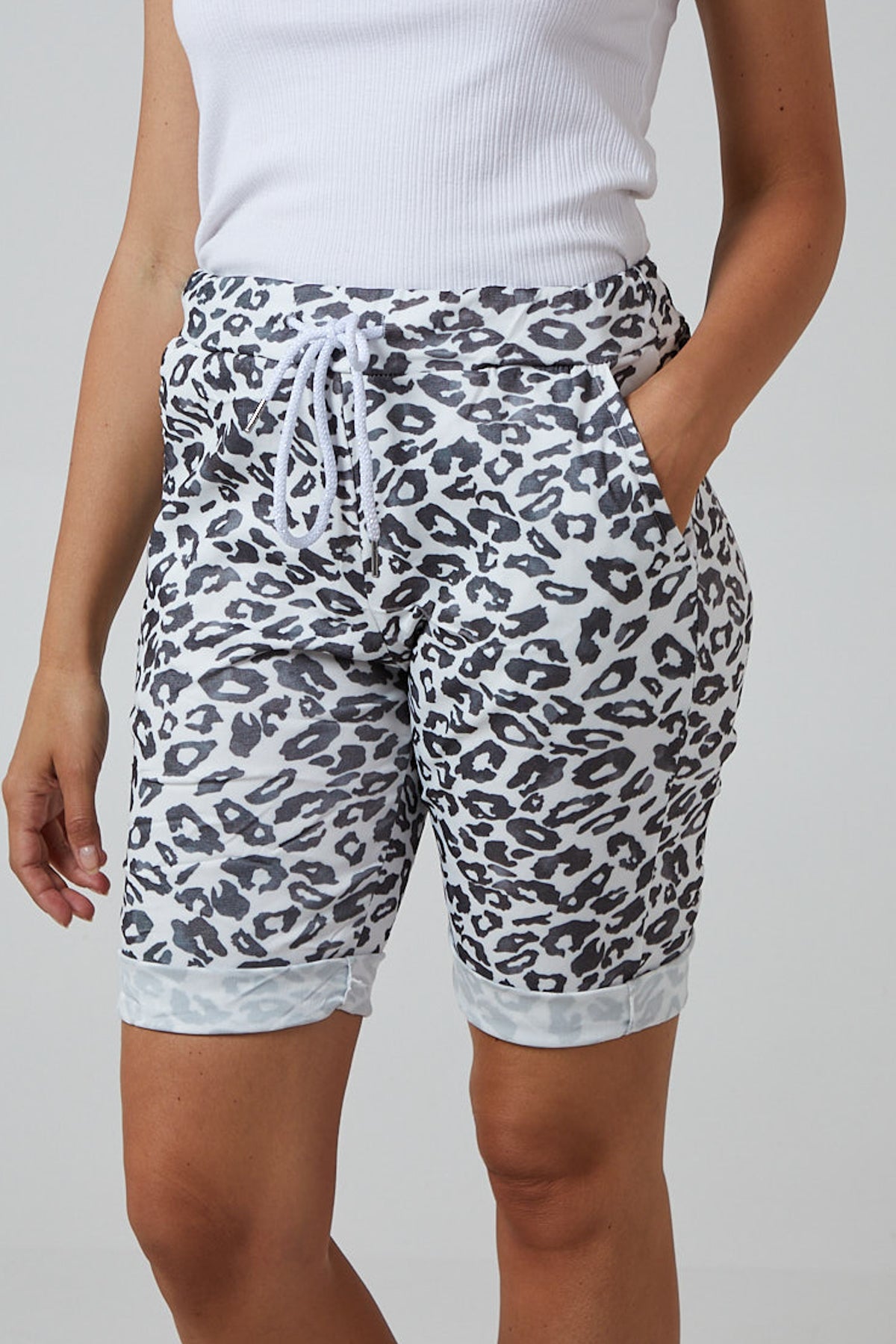 Royal Blue Leopard Print Super Stretch Shorts For Women 12 - Dropwear