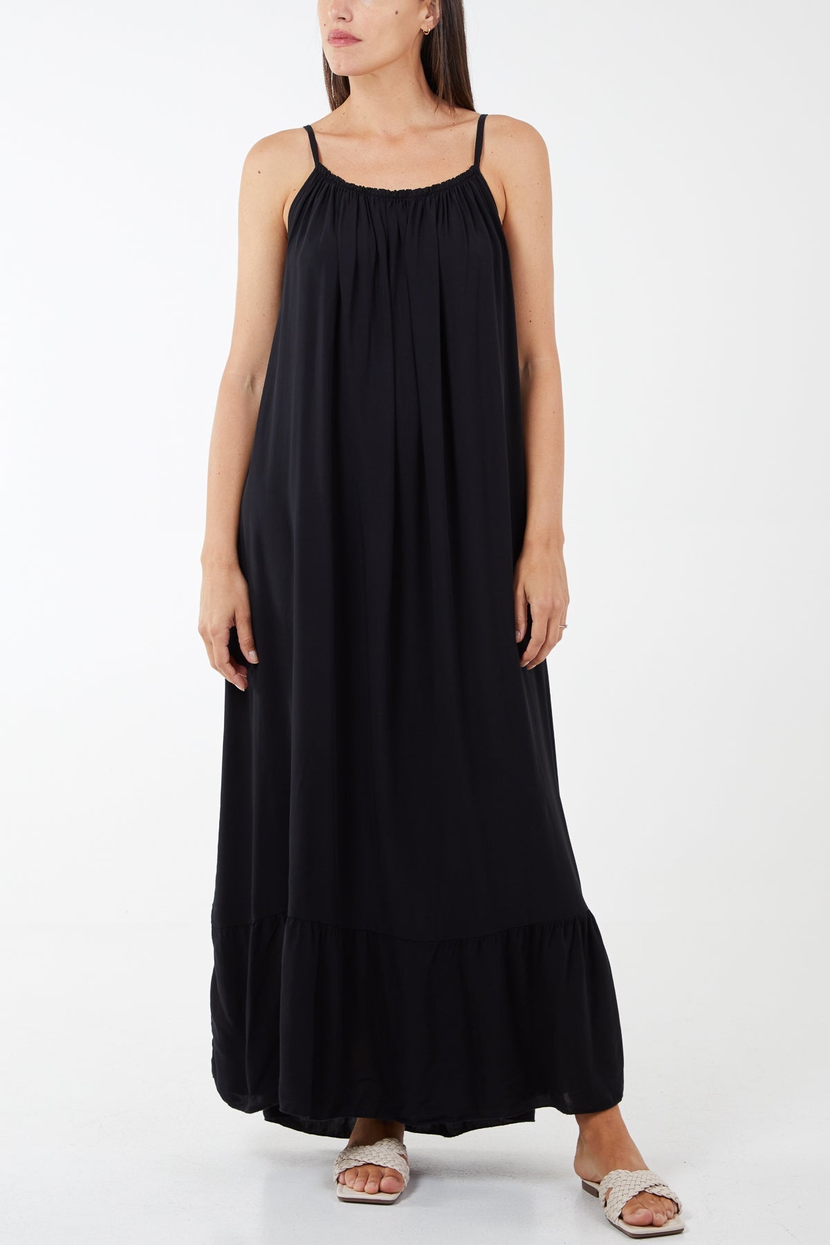 Cami Strap Relaxed Tiered Maxi Dress For Women  - Dropwear