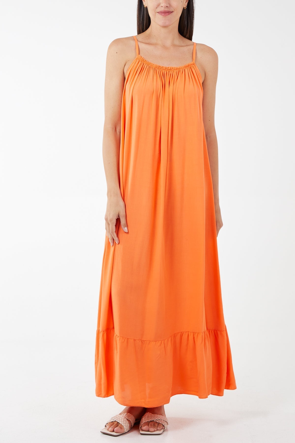 Cami Strap Relaxed Tiered Maxi Dress For Women  - Dropwear