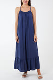 Navy Cami Strap Relaxed Tiered Maxi Dress For Women ONE SIZE - Dropwear