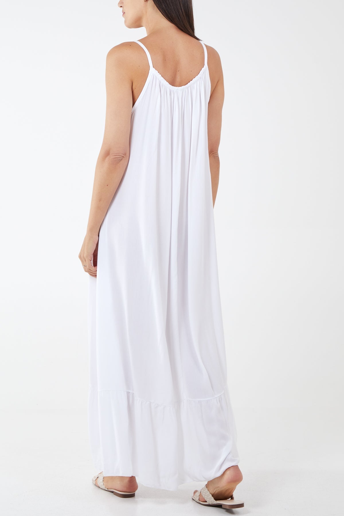 Khaki Cami Strap Relaxed Tiered Maxi Dress For Women ONE SIZE - Dropwear
