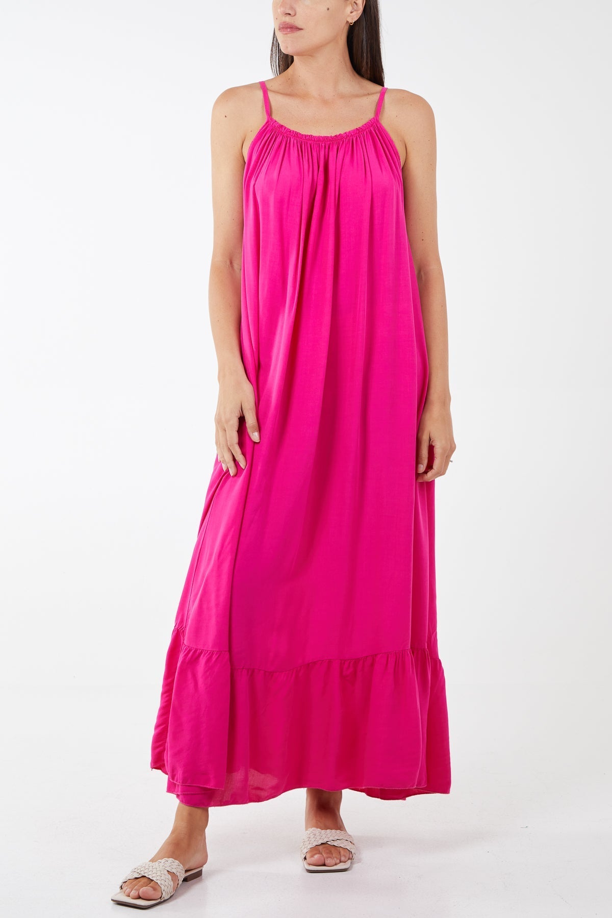 Royal Blue Cami Strap Relaxed Tiered Maxi Dress For Women ONE SIZE - Dropwear