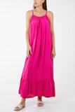 Royal Blue Cami Strap Relaxed Tiered Maxi Dress For Women ONE SIZE - Dropwear