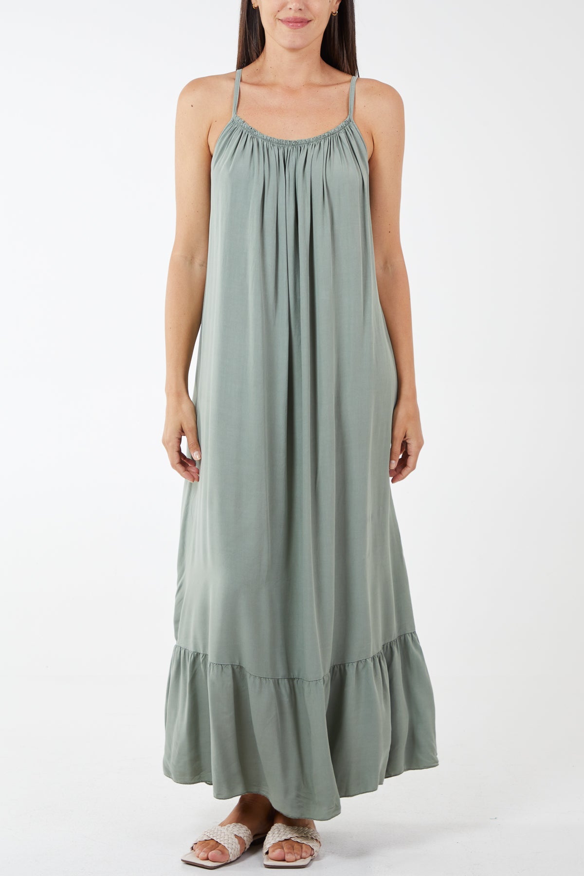 Cami Strap Relaxed Tiered Maxi Dress For Women  - Dropwear