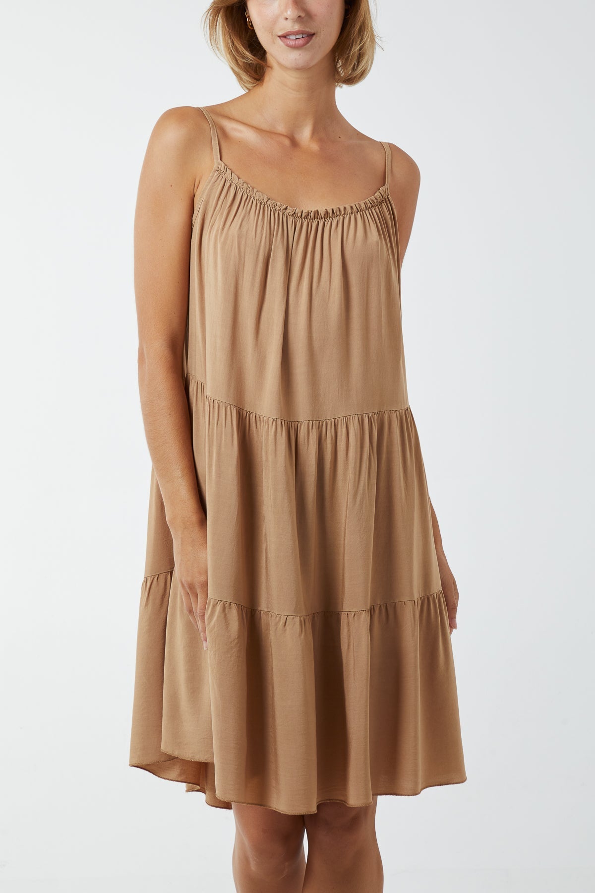 Cami Strap Tiered Smock Dress For Women  - Dropwear