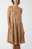 Cami Strap Tiered Smock Dress For Women  - Dropwear
