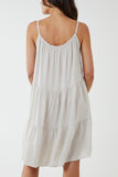 Beige Cami Strap Tiered Smock Dress For Women ONE SIZE - Dropwear