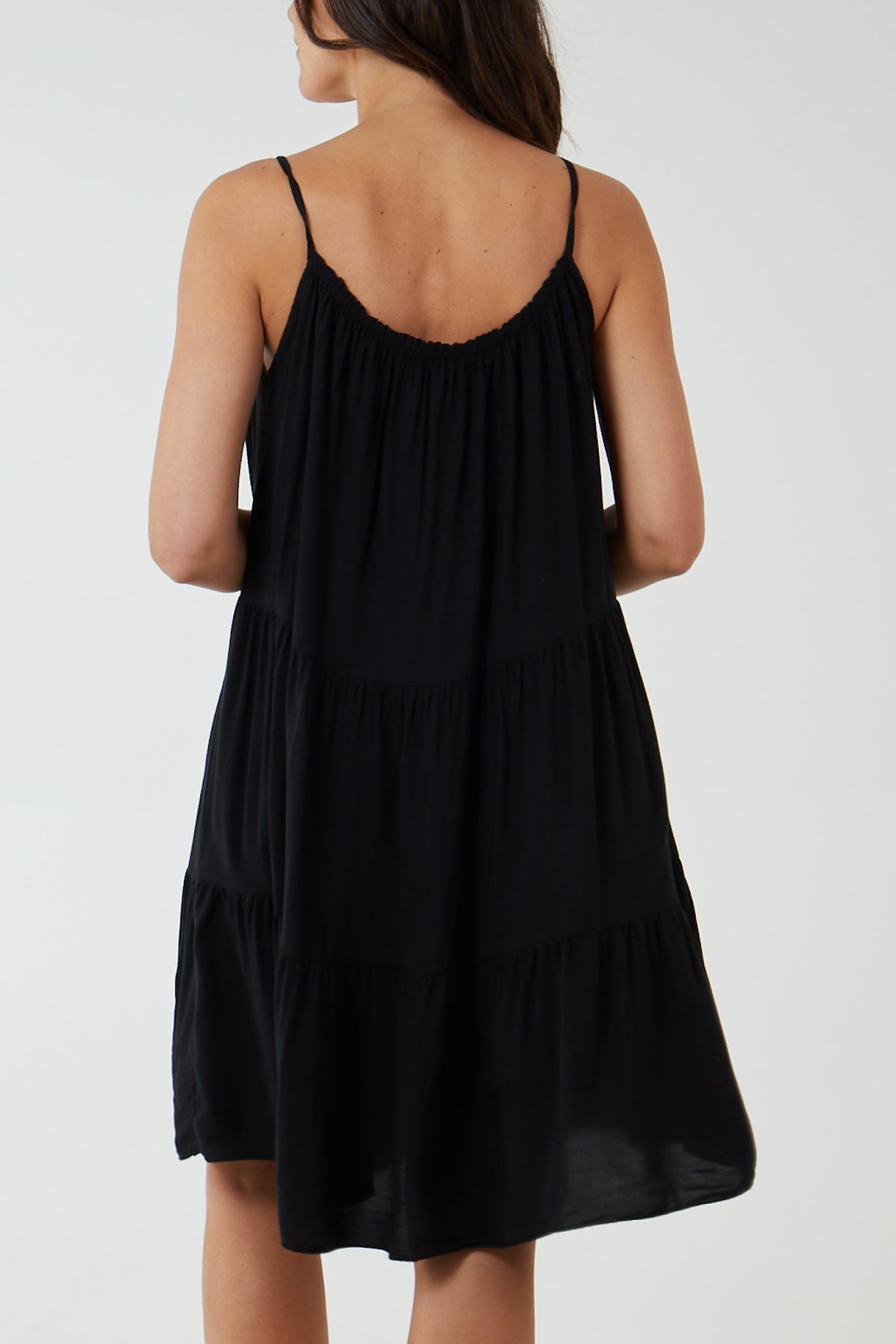 White Cami Strap Tiered Smock Dress For Women ONE SIZE - Dropwear