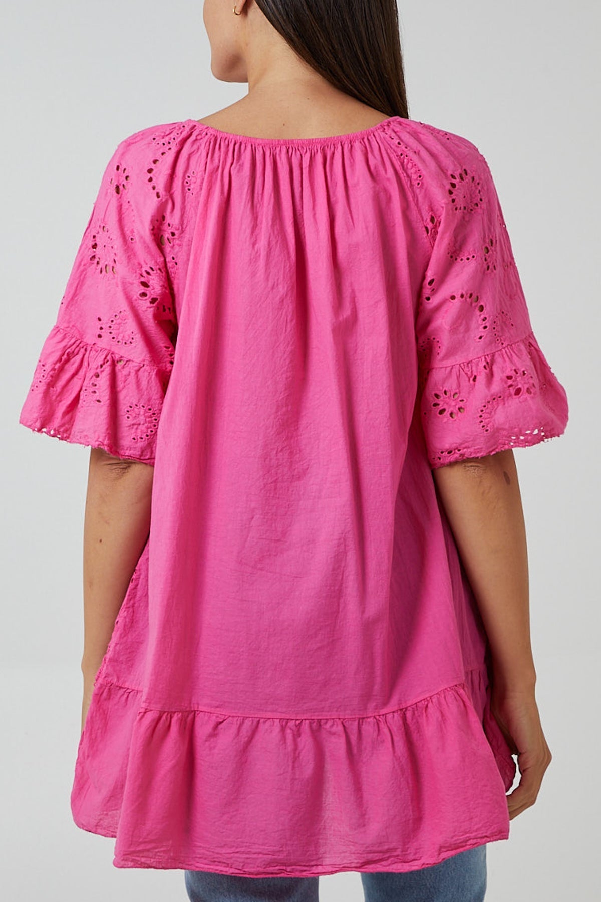 Gypsy Broderie Anglaise Flounce Hem Blouse For Women  - Dropwear