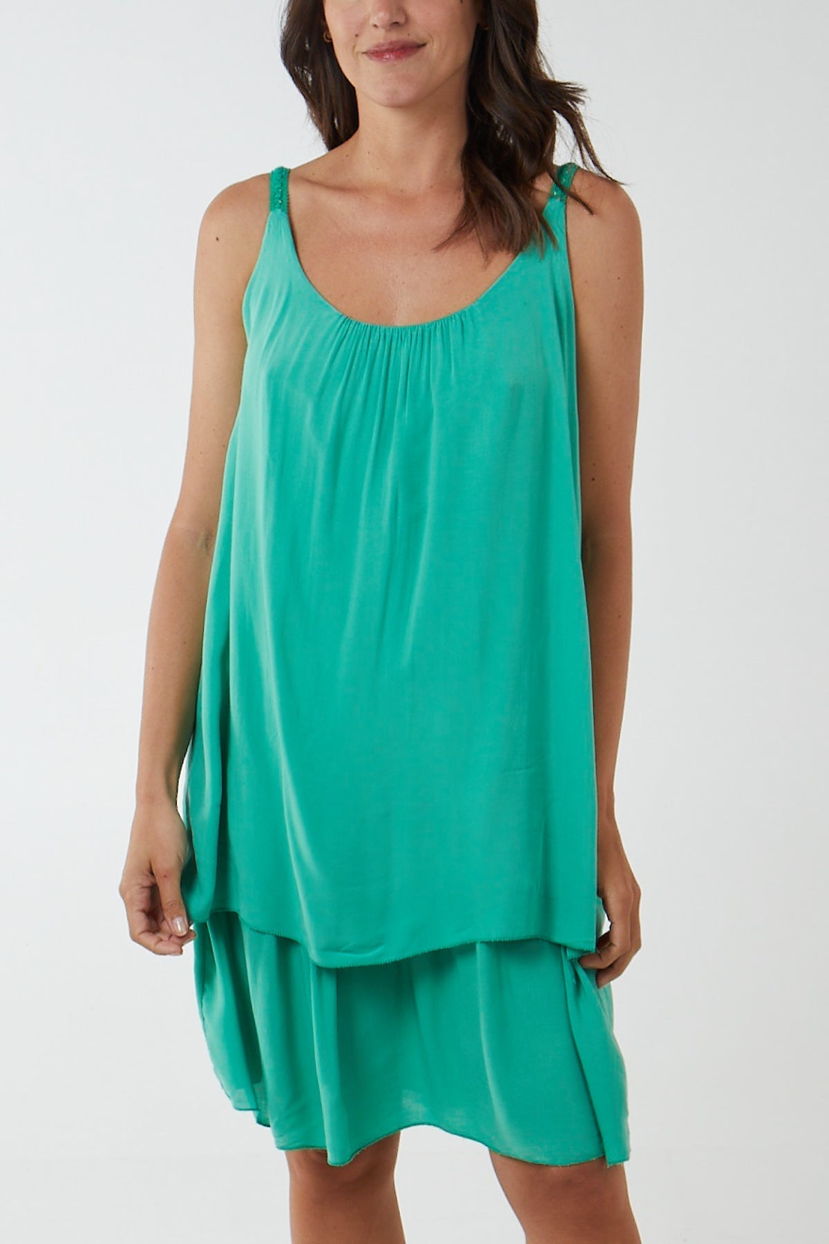 Sage Double Layer Cami Strap Dress For Women ONE SIZE - Dropwear