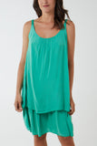 Sage Double Layer Cami Strap Dress For Women ONE SIZE - Dropwear