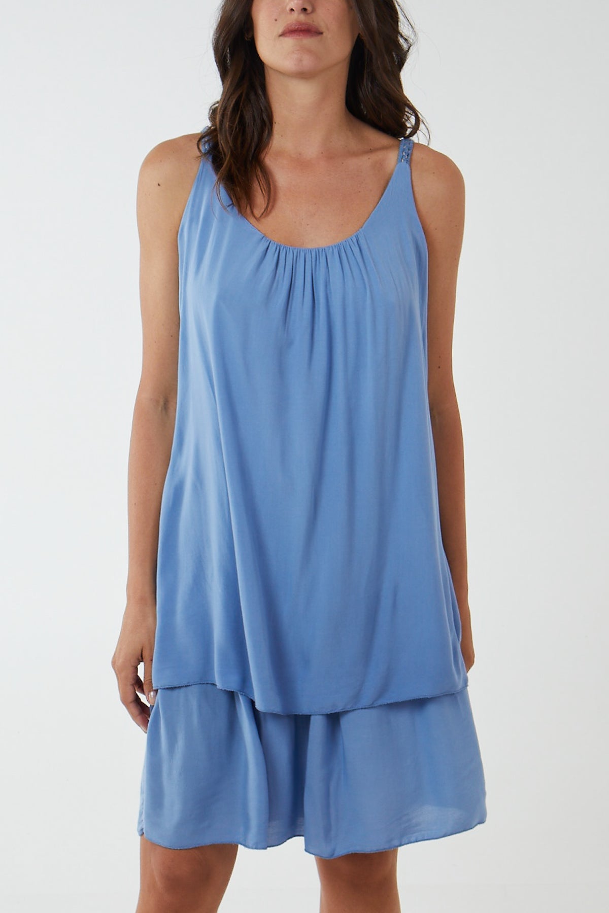 Royal Blue Double Layer Cami Strap Dress For Women ONE SIZE - Dropwear
