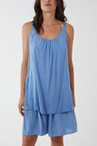 Royal Blue Double Layer Cami Strap Dress For Women ONE SIZE - Dropwear
